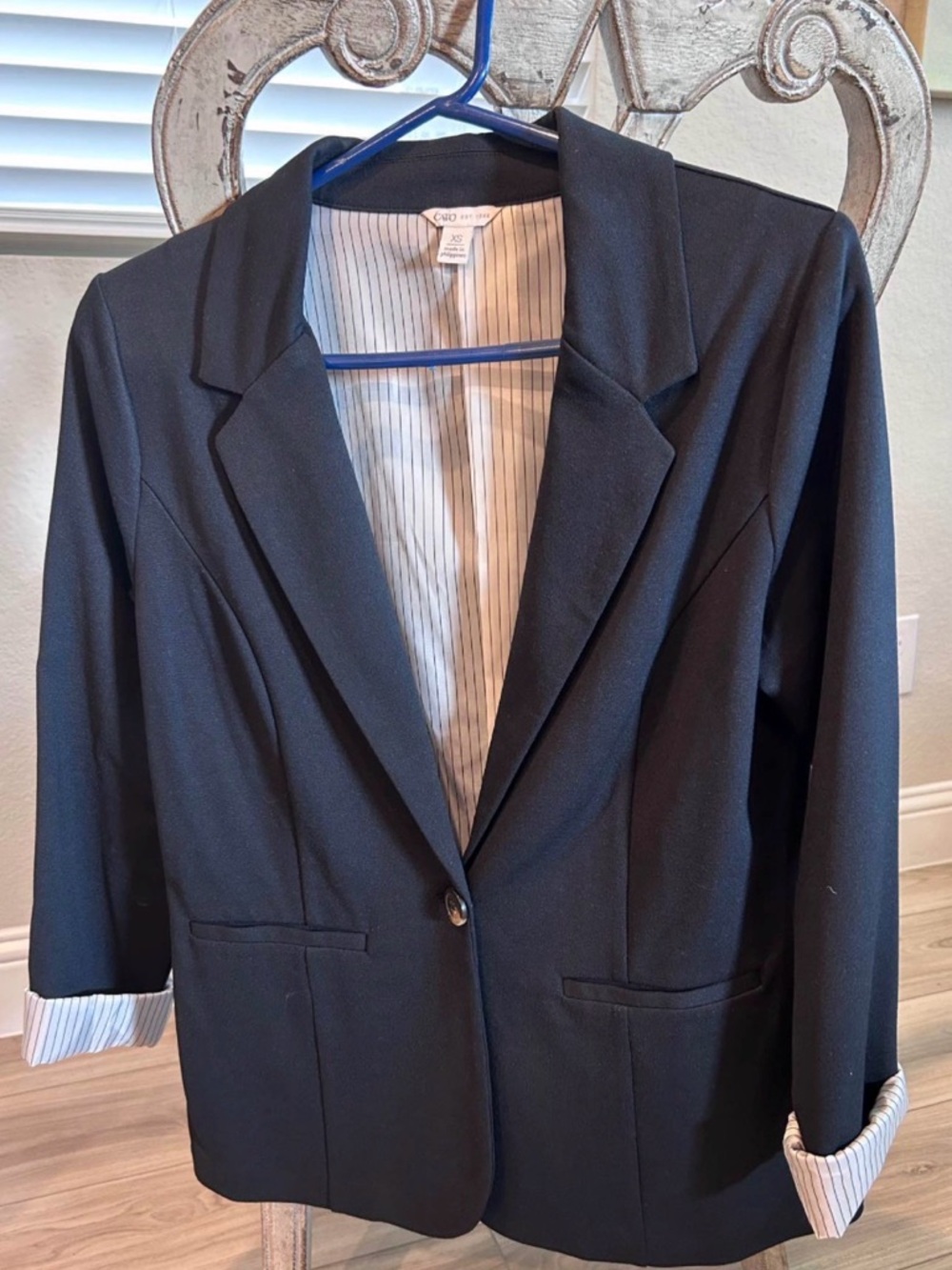 Ladies Black Jacket with striped cuffs size XS